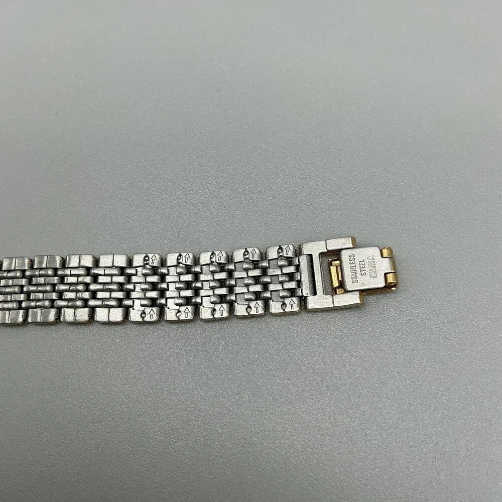 Armitron Diamond 26/5182 Womens Watch 17mm Black Gold Tone New Battery 7.25